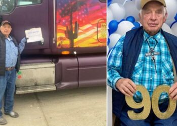 DOYLE Archer dinobat pemandu trak tertua oleh Rekod Dunia Guinness.-AGENSI