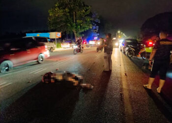 MANGSA putus kaki akibat digilis kereta ketika melakukan pusingan U di Kilometer 33.1, Jalan Alor Setar-Butterworth di Gurun, Sungai Petani.