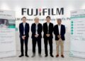DARI kiri: Tan Keh Joo, John Wong, Mitsuru Ohno dan Tirthankar Sen pada majlis pelancaran penyelesaian digital FUJIFILM IWpro dan Perkhidmatan Pakar IT FUJIFILM BI di Petaling Jaya, hari ini.