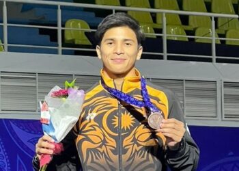 Muhammad Sharul  berjaya merangkul pingat gangsa pada Kejohanan Gimnastik Artistik Lelaki Asia 2024 di Tashkent, Uzbekistan, semalam. - IHSAN FB MSN