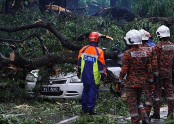 KEJADIAN pokok tumbang di Jalan Sultan Ismail. -UTUSAN/SYAKIR RADIN