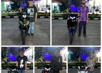 LIMA penunggang berusia 17 hingga 23 tahun ditahan secara berasingan selepas menunggang motosikal dalam keadaan melulu dan berbahaya.