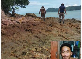 ANGGOTA bomba melakukan operasi SAR bagi mengesan Hafiz Nursalam Ahmad  yang dilaporkan hilang sejak petang semalam selepas keluar mencari kerang di Pantai Tenglu Laut, Mersing.