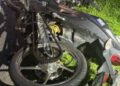 KEADAAN motosikal Mohammad Syazuan Abd. Kadir yang maut akibat terlanggar lembu  di KM6.4, Jalan Sagil berhampiran Parit Kassan, Tangkak.