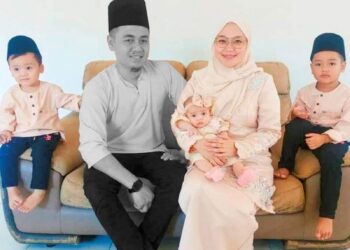 Allahyarham Mohd. Rafie Sofian Bordie bersama isteri dan tiga orang anaknya.