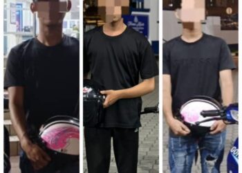 TIGA mat rempit yang ditahan dalam Op Samseng Jalanan di Jalan Skudai Pantai Lido, Johor Bahru.