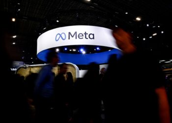 LOGO Meta dipaparkan semasa pameran teknologi dan inovasi Vivatech, di pusat pameran Porte de Versailles di Paris, pada 22 Mei 2024.- AFP