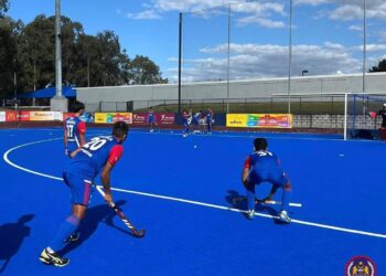 YOUNG Tigers sewaktu beraksi menentang Australia dalam aksi persahabatan di Brisbane, Australia, hari ini. - Ihsan MHC