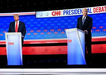 JOE Biden dan Donald Trump menyertai debat Pilihan Raya Presiden AS yang berlangsung di CNN, pada 27 Jun 2024.-AFP