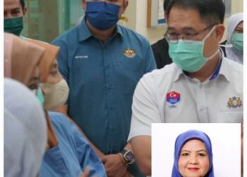 LING TIAN SOON membuat lawatan ke HEBHK untuk melihat keadaan Sharifah Azizah Syed Zain (gambar kecil) yang dirawat akibat pendarahan dalaman.