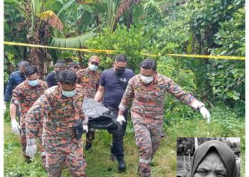 MAYAT Zaiton Hamzah(gambar  kecil)  hilang sejak lima hari lalu ditemukan di rumpun pokok pisang berhampiran rumahnya di Kampung Permatang Panjang, Jementah, Segamat.