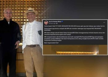 PERTEMUAN Annuar Musa (kiri) dan Mohamed Nazri di restoran. -FACEBOOK ANNUAR MUSA