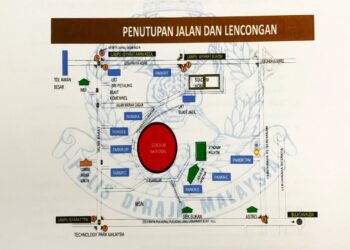 GAMBAR lencongan dan jalan ditutup bagi Piala FA yang bakal berlangsung di Stadium Bukit Jalil, Sabtu ini.