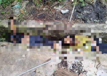 GAMBAR tular mayat dua wanita yang ditemukan dalam longkang di belakang bangunan terbiar di Lebuhraya Sultan Abdul Halim, Alor Setar.