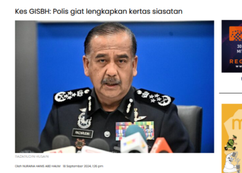 KERATAN Utusan Online mengenai siasatan polis terhadap GISBH.