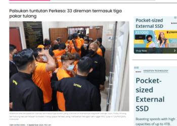 KERATAN Utusan Malaysia mengenai penahanan tiga doktor pakar dan 30 individu lain berhubung kes pemalsuan tuntutan hilang upaya Perkeso melibatkan kerugian sehingga RM2.1 juta.