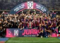 JDT ketika menjulang trofi selepas dinobatkan sebagai juara Piala FA 2024 selepas menumpaskan Selangor FC.