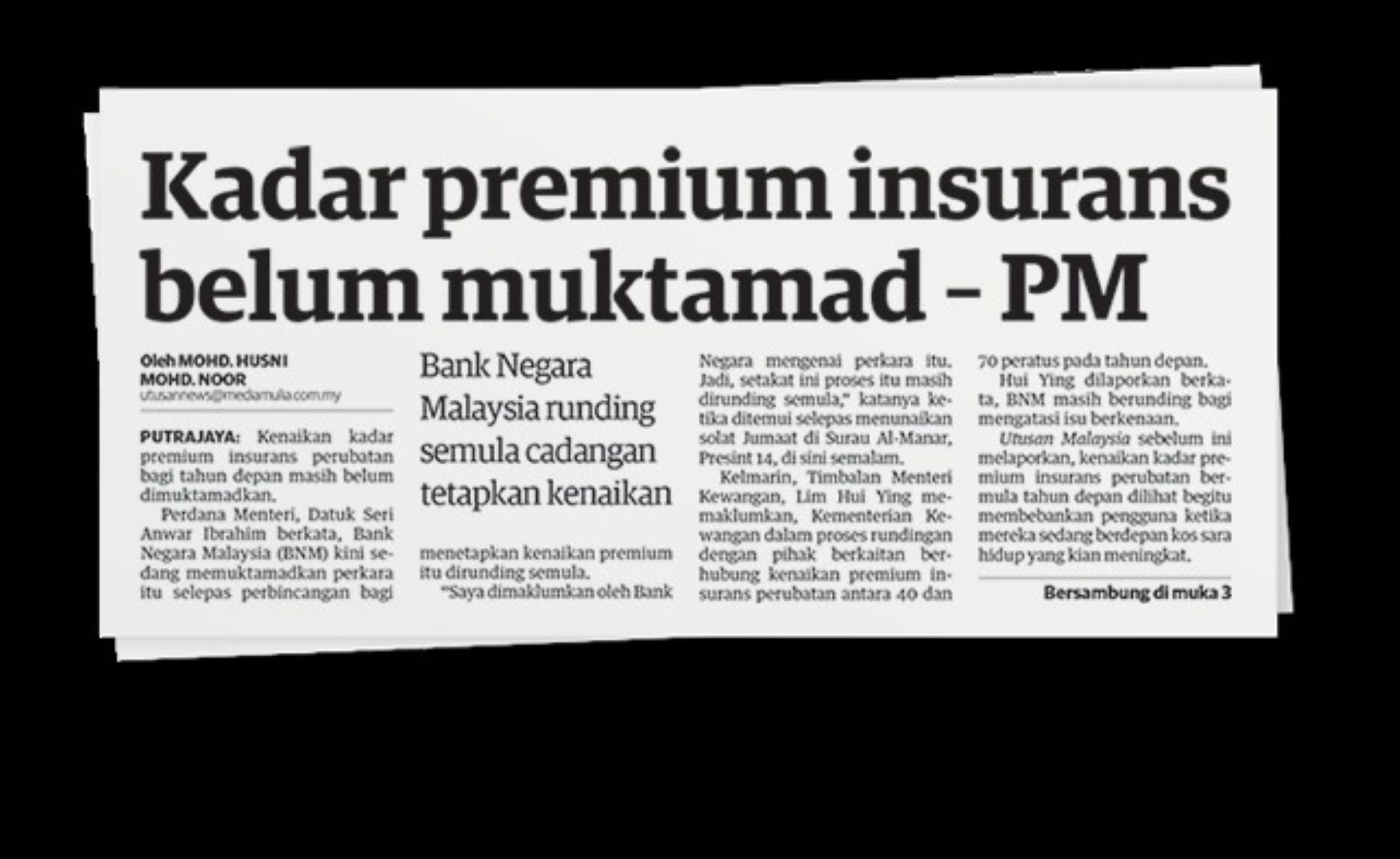 ‘Pihak atasan arah naikkan premium insurans perubatan’