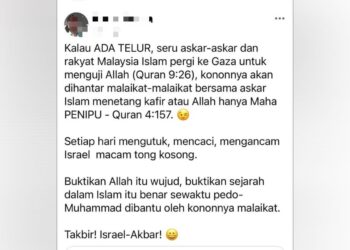 TANGKAP layar hantaran lelaki tersebut yang berbaur penghinaan terhadap agama Islam melalui media sosial