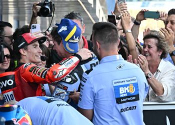 MARC Marquez mencatat masa terpantas dua sesi ujian rasmi MotoGP di Litar Jerez, semalam. - AFP