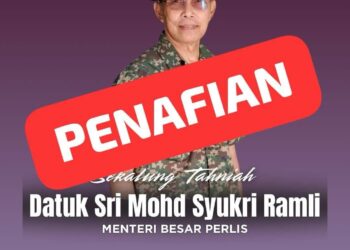 TANGKAP layar poster palsu yang tersebar di laman sosial memaparkan ucapan tahniah kepada Mohd. Shukri Ramli berkaitan penganugerahan Datuk Seri sempena Hari Keputeraan Raja Perlis pada Mei depan. -UTUSAN