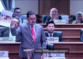 RADHI Mat Din mengemukakan keratan berita tentang kenyataan Exco Sukan Perak ketika menjawab isu gaji pasukan KDA pada sesi penggulungan Sidang DUN di Alor Setar.