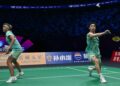 CHEN Tang Jie-Toh Ee Wei tewas pada perlawanan pembukaan kepada Feng Yan Zhe–Huang Dong Ping 17-21, 18-21 pada aksi suku akhir Piala Sudirman 2025 di Xiamen, China. - AFP