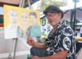 MUNIF melukis
potret Al-Sultan Abdullah, Tunku Azizah Aminah Maimunah dan Tengku Hassanal Ibrahim secara langsung di rumah Warisan Chenor, Kampung Raja baru-baru ini.