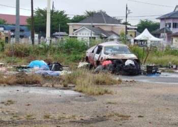 KERETA usang, longgokan sampah serta semak mencacatkan keindahan bandar Jerantut yang mendapat jolokan bandar paling bahagia.
