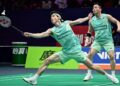 AKSI Aaron Chia-Soh Wooi Yik ketika tewas kepada beregu Jepun, Takuro Hoki-Yugo Kobayashi.- AFP