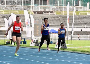 Danish Iftikhar Muhammad Roslee ketika beraksi acara 100 meter pada Kejohanan Olahraga Super Series Kuala Lumpur 2025 di Stadium Merdeka, hari ini. IHSAN MA