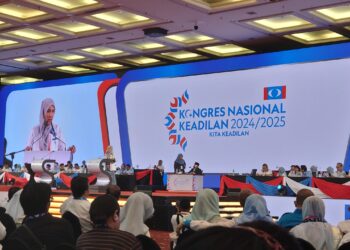 NURUL Izzah Anwar ketika berucap pada sesi penggulungan sempena Kongres Nasional PKR di Pusat Konvensyen Antarabangsa Persada Johor, Johor Bahru.