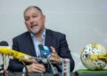 KETUA Jurulatih Kebangsaan, Peter Cklamovski bercakap pada sidang akhbar pengumuman senarai nama pemain yang dipanggil ke kem latihan pusat skuad Harimau Malaya bagi Perlawanan Antarabangsa Tier 1 menentang Cape Verde dan Kelayakan Akhir Piala Asia 2027 menentang Vietnam di Wisma FAM, semalam. GAMBAR: FARIZ RUSADIO