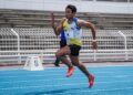 KHAIRUL Hafiz Jantan ketika beraksi pada acara akhir 4x100 meter (m) pada Kejohanan Olahraga Super Series Kuala Lumpur 2025 di Stadium Merdeka, hari ini. - UTUSAN/ISKANDAR ISHAK