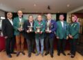 Setiauasaha Agung Persatuan Golf Malaysia (MGA), Datuk Zulkifli Datuk Ismail (tiga kanan) berucap diiringi oleh Pengarah Kejohanan, Dr Chew Seng Poh (tengah), Pengerusi Kejohanan ke-10 RSGC-SportExcel Junior Invitational Golf 2025, Khor Yew Teik (tiga kiri), Penyelaras Golf, Dilsher Singh (dua kiri) dan Wakil dari SportExcel, Sivanandan (kiri) bergambar bersama trofi sempena  Kejohanan ke-10 RSGC-SportExcel Junior Invitational Golf 2025 di The Royal Selangor Golf Club di sini hari ini.  - UTUSAN/AMIR KHALID