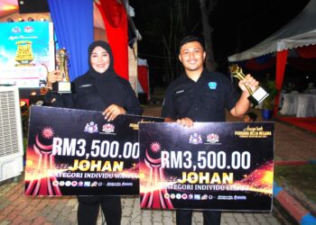 ASMAH Sulaiman dan Mohamad Norshah Ezwan Yusoh memenangi APBN sempena Sambutan Hari Belia Negara Peringkat Negeri 2025 di Taman Rekreasi Bukit Serindit, Melaka. - UTUSAN/AMRAN MULUP