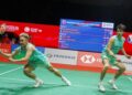 MAN Wei Chong-Tee Kai Wun ketika menentang beregu utama negara, Goh Sze Fei-Nur Izzuddin Rumsani pada aksi suku akhir Malaysia Masters 2025 di Axiata Arena, hari ini. - UTUSAN/ISKANDAR ISHAK