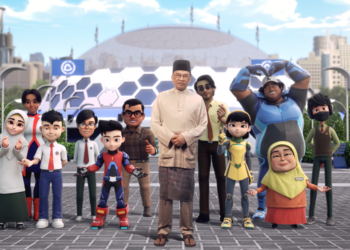 ANWAR Ibrahim ketika menyampaikan ucapan bersempena Hari Guru bersama karakter animasi Ejen Ali, di Facebook, hari ini.