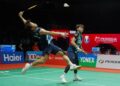 AARON Tai-Kang Khai Xin tewas kepada beregu Denmark Rasmus Kjaer-Frederick Sogaard 10-21, 26-24, 16-21 pada aksi pusingan kedua Malaysia Masters 2025 di Axiata Arena, Bukit Jalil, hari ini. - UTUSAN/ISKANDAR ISHAK