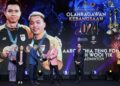 SERI Paduka Baginda Yang di-Pertuan Agong, Sultan Ibrahim Sultan Iskandar (dua dari kanan) menyampaikan Piala Olahragawan Kebangsaan 2024 kepada Setiausaha Agung Persatuan Badminton Malaysia (BAM) Datuk Kenny Goh (tiga dari kiri) mewakili beregu lelaki, Aaron Chia-Soh Wooi Yik pada Anugerah Sukan Negara 2024 di Subang Jaya, hari ini. - UTUSAN/ISKANDAR ISHAK