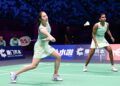 BEREGU wanita negara, Pearly Tan-M. Thinaah ketika beraksi menentang pasangan Jepun, Nami Matsuyama–Chiharu Shida pada aksi terakhir Kumpulan C Piala Sudirman 2025 di Xiamen, China, hari ini. - AFP