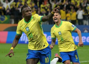 VINICIUS meledak gol kemenangan ketika Brazil menumpskan Paraguay 1-0 untuk menempah slot ke Piala Dunia 2026-AFP