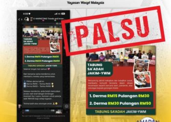 SEBARANG maklumat atau aduan berkaitan penipuan boleh disalurkan terus ke pihak YAYASAN Waqaf Malaysia (YWM).