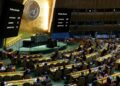PAPARAN skrin menunjukkan jumlah undian negara anggota terhadap resolusi menuntut gencatan senjata di Gaza semasa UNGA di New York. - AFP
