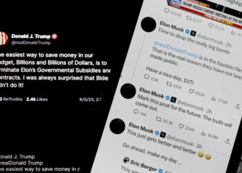 TANGKAP layar pertelagahan Trump dengan Musk dalam platform media sosial.  – AFP