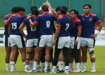 SKUAD Bunga Raya 7s ketika menyertai Kejohanan SEA 7s 2025 di Singapura aru-baru ini.-IHSAN Malaysia Rugby