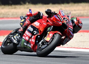 AKSI pelumba Ducati, Francesco Bagnaia semasa Grand Prix Aragon di Alcaniz pada hujung minggu lalu. - AFP
