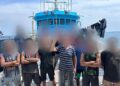 SEBAHAGIAN daripada kru warga asing yang ditahan selepas vesel nelayan komersial yang mereka naiki bersauh tanpa kebenaran di perairan negara khususnya Pulau Pinang.