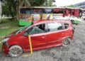Perodua Alza dan bas membawa pelajar UPSI yang terlibat dalam kemalangan di Jalan Raya Timur Barat , Isnin lalu meruntun hati ramai pihak.