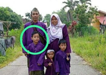 GAMBAR kenangan Allahyarham Aqif Azfar Azman (dalam bulatan) bersama ahli keluarganya ketika Hari Raya Aidilfitri yang lalu.